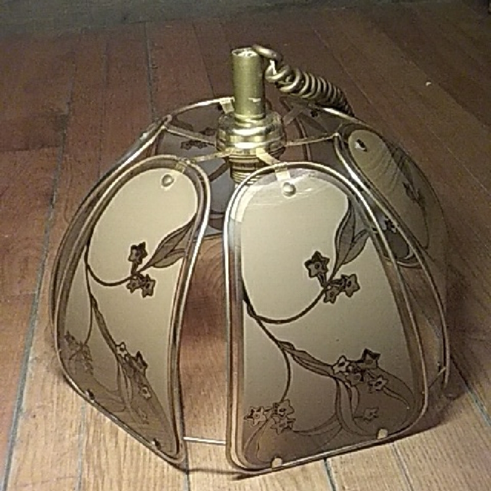 Elegant Two Toned Brown Floral with Gold Ceiling Light Fixture